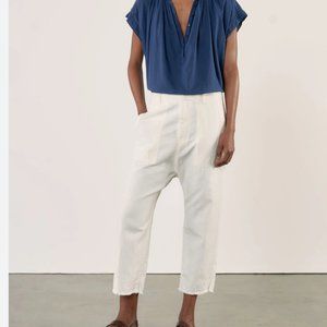 Nili Lotan Luna Cotton & Linen Twill Crop Pants New